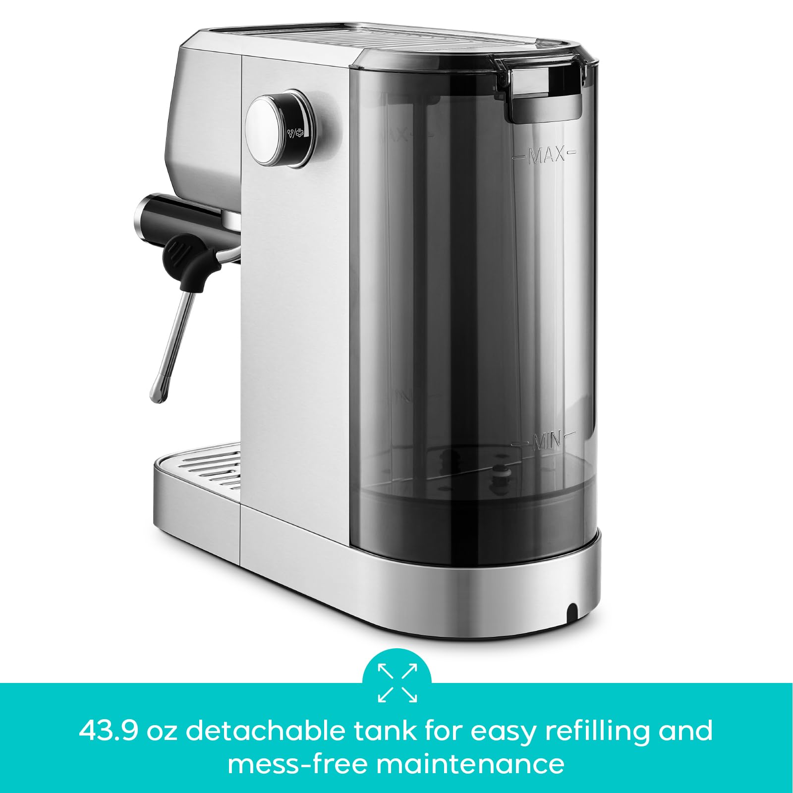 CASABREWS 3700 Essential Espresso Machine 20 Bar, Stainless Steel Cappuccino & Latte Coffee Maker with Steam Frother for Home, 43.9oz Water Tank, Silver