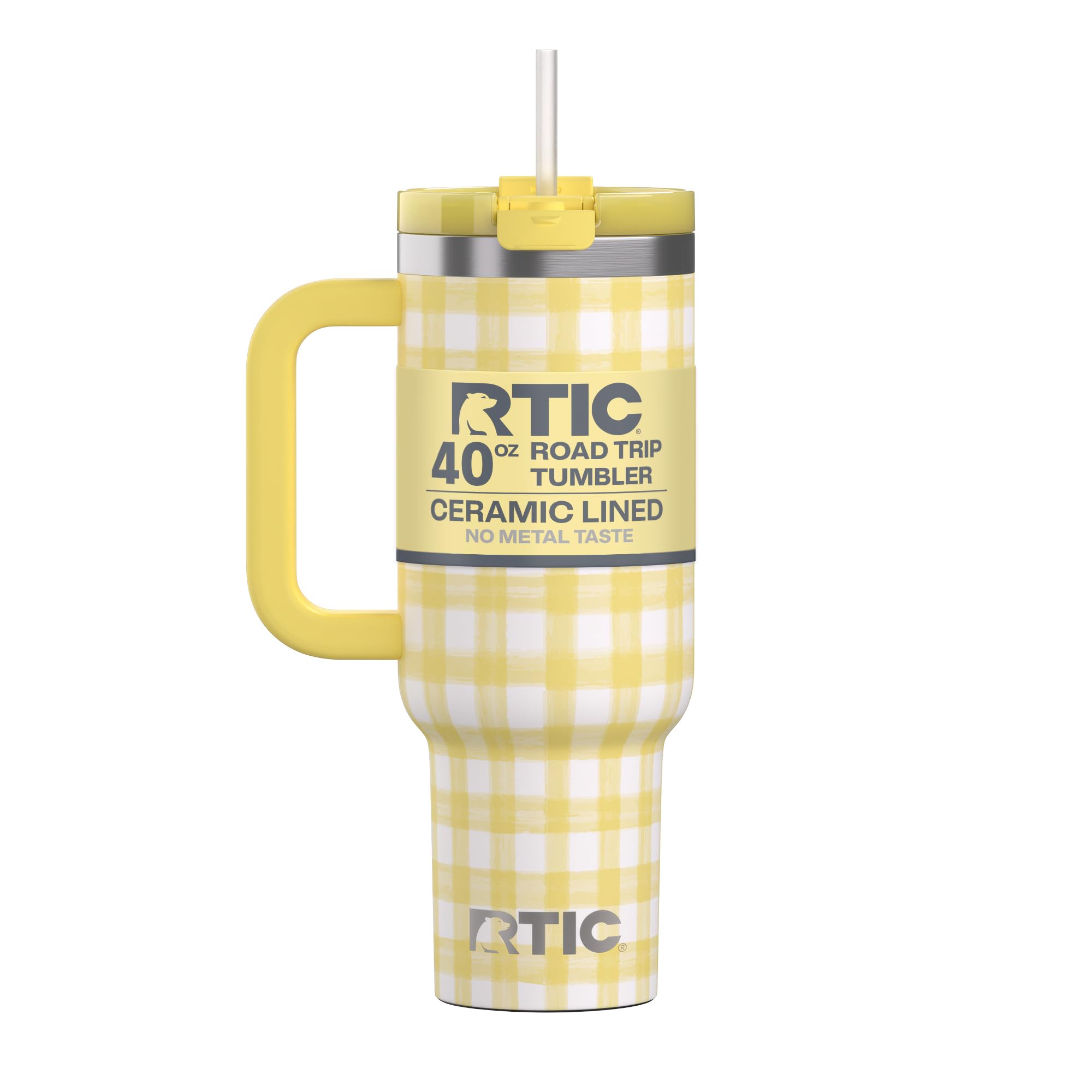 RTIC 40 oz Road Trip Tumbler Double-Walled Cermaic Lined Insulated Stainless Steel Portable Travel Coffee Mug Cup with Lid, Handle and Straw, Trailblazer