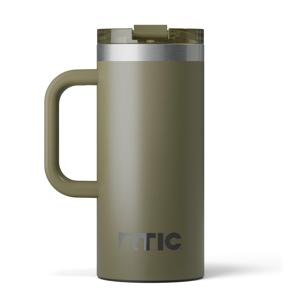 RTIC 20oz Road Trip Travel Mug with Lid and Handle, Ceramic Lined, Insulated, Stainless Steel, Metal, Double Wall Vacuum-Insulation, Portable Coffee, Tea Cup for Hot and Cold Drink, Black