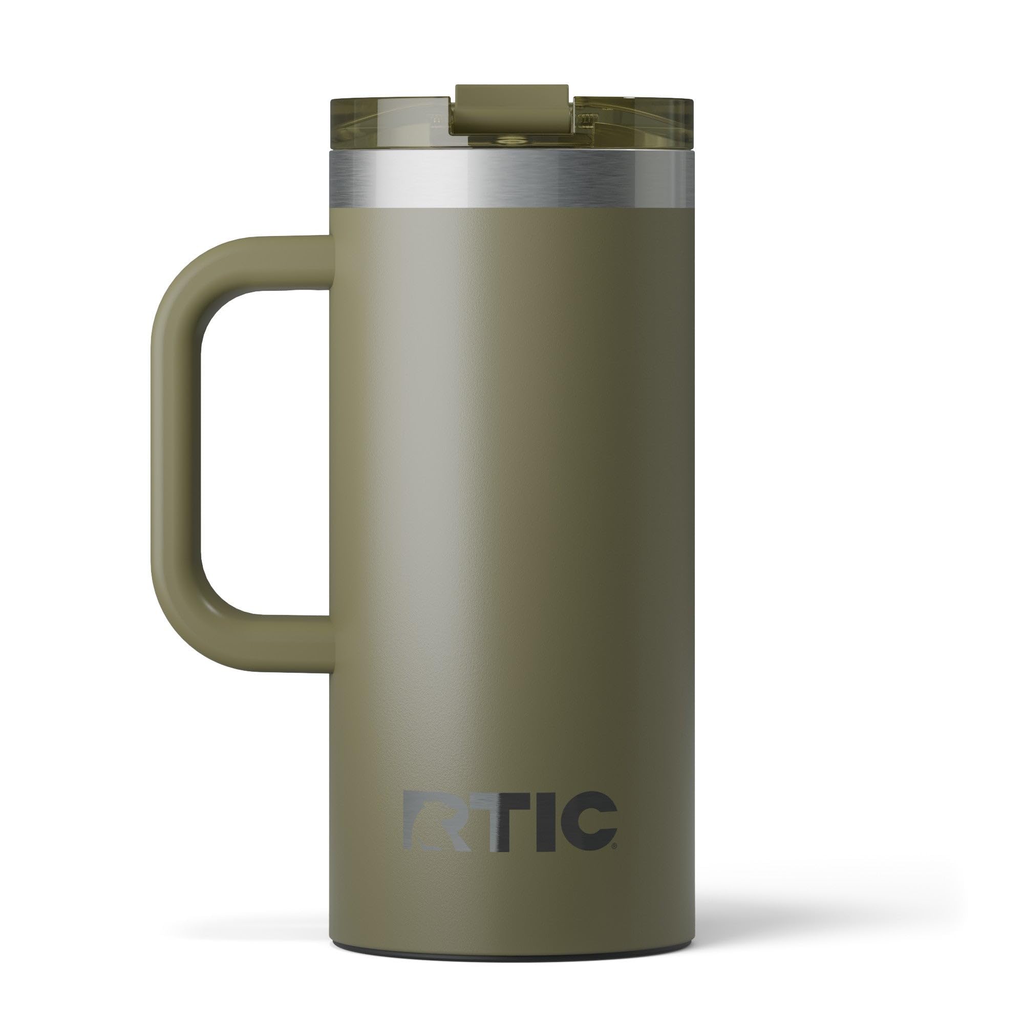RTIC 20oz Road Trip Travel Mug with Lid and Handle, Ceramic Lined, Insulated, Stainless Steel, Metal, Double Wall Vacuum-Insulation, Portable Coffee, Tea Cup for Hot and Cold Drink, Black