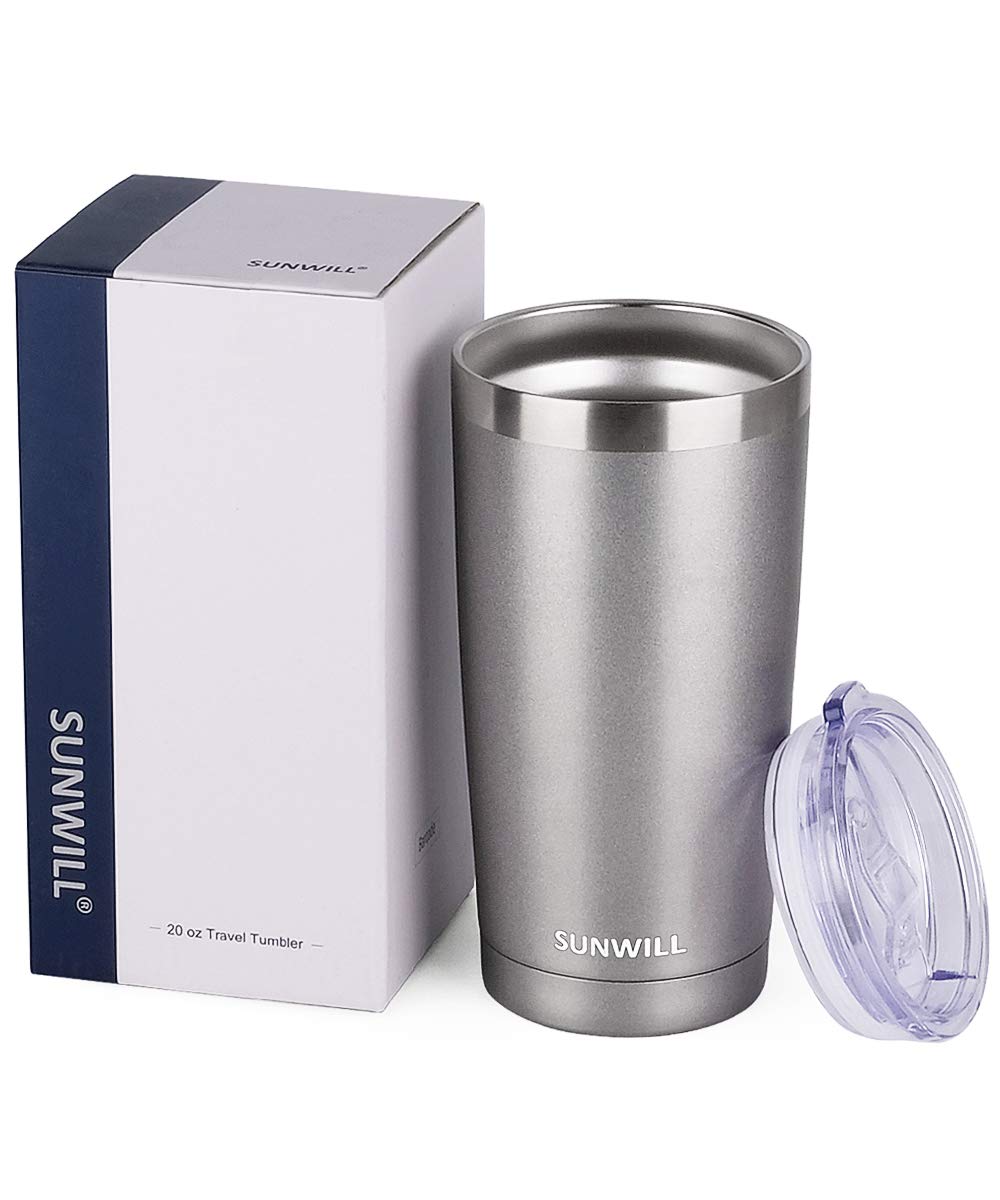 SUNWILL Travel Coffee Tumbler 20 oz, Insulated Mug with Lid, Stainless Steel Cup for Outdoor, Powder Coated Navy