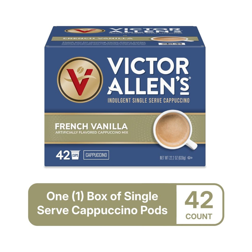 Victor Allen's Coffee White Chocolate Caramel Flavored Cappuccino, 42 Count, Single Serve Cups for Keurig K-Cup Brewers