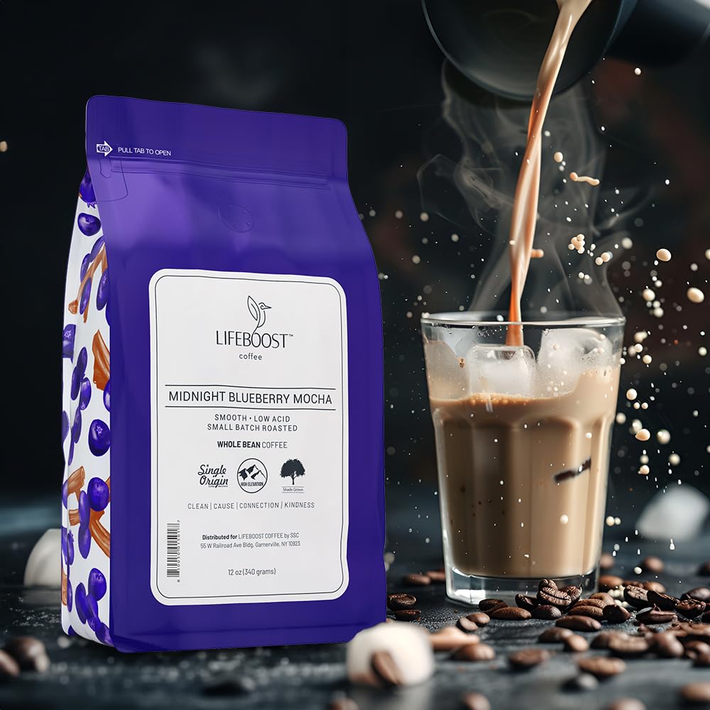 Lifeboost Hazelnut Whole Bean Coffee – Organic, Low Acid, Non-GMO Hazelnut Flavored Coffee – Single Origin, Mold-Free Mycotoxin Tested, 12 oz