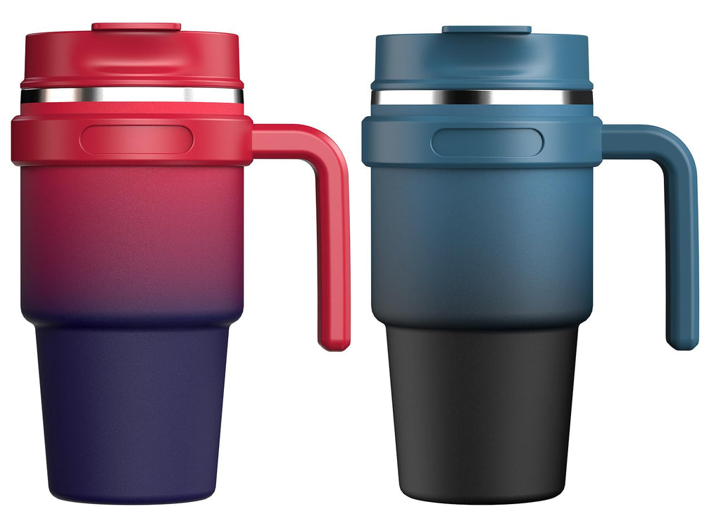 20 oz Insulated Coffee Mug Tumbler with Handle, Stainless Steel Travel Mug Tumbler with Lid and Straw,Double Wall Vacuum Leak Proof Ice Coffee Thermal Cup, Black