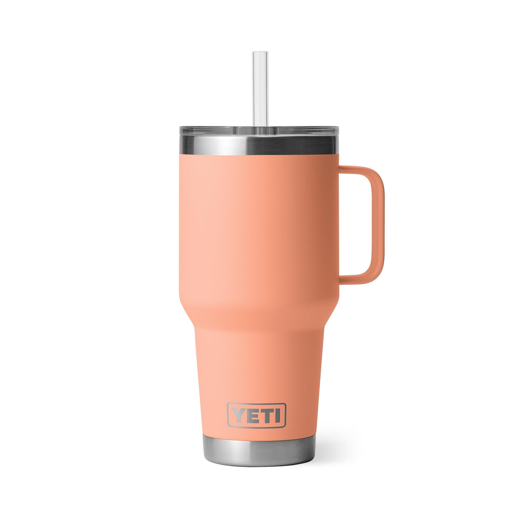 YETI Rambler 35 oz Tumbler with Handle and Straw Lid, Travel Mug Water Tumbler, Vacuum Insulated Cup with Handle, Stainless Steel, Moon Dust - Textured