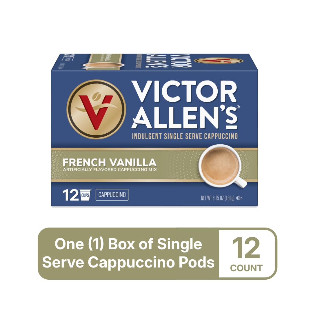Victor Allen's Coffee White Chocolate Caramel Flavored Cappuccino, 42 Count, Single Serve Cups for Keurig K-Cup Brewers