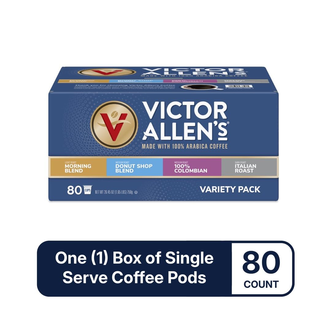 Victor Allen's Coffee Variety Pack (Morning Blend, 100% Colombian, Donut Shop Blend, French Roast), 42 Count, Single Serve Coffee Pods for Keurig K-Cup Brewers