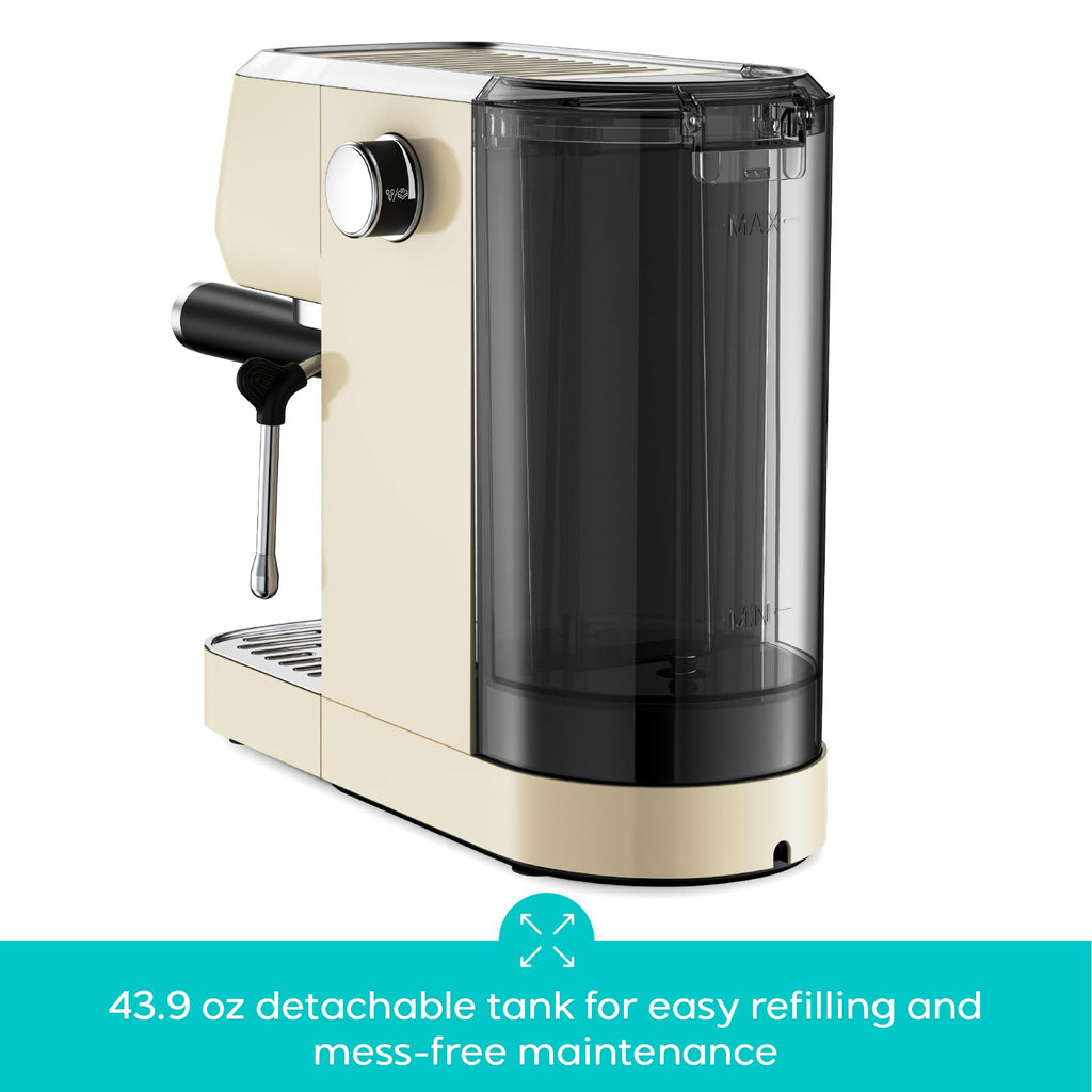 CASABREWS 3700 Essential Espresso Machine 20 Bar, Stainless Steel Cappuccino & Latte Coffee Maker with Steam Frother for Home, 43.9oz Water Tank, Silver