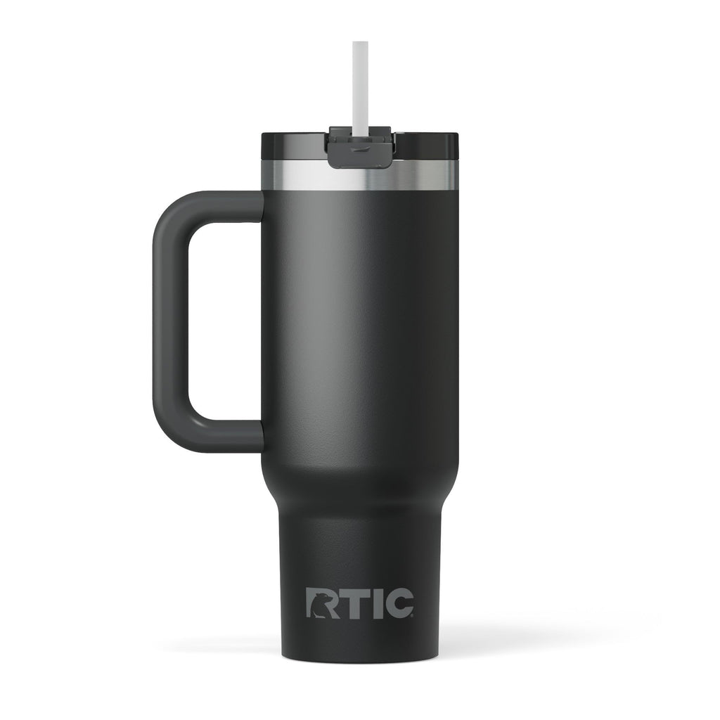 RTIC 40 oz Road Trip Tumbler Double-Walled Cermaic Lined Insulated Stainless Steel Portable Travel Coffee Mug Cup with Lid, Handle and Straw, Trailblazer