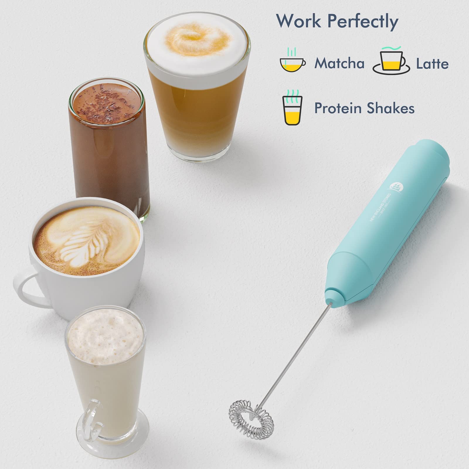 Powerful Milk Frother Handheld Foam Maker, Mini Whisk Drink Mixer for Coffee, Cappuccino, Latte, Matcha, Hot Chocolate, No Stand, Green