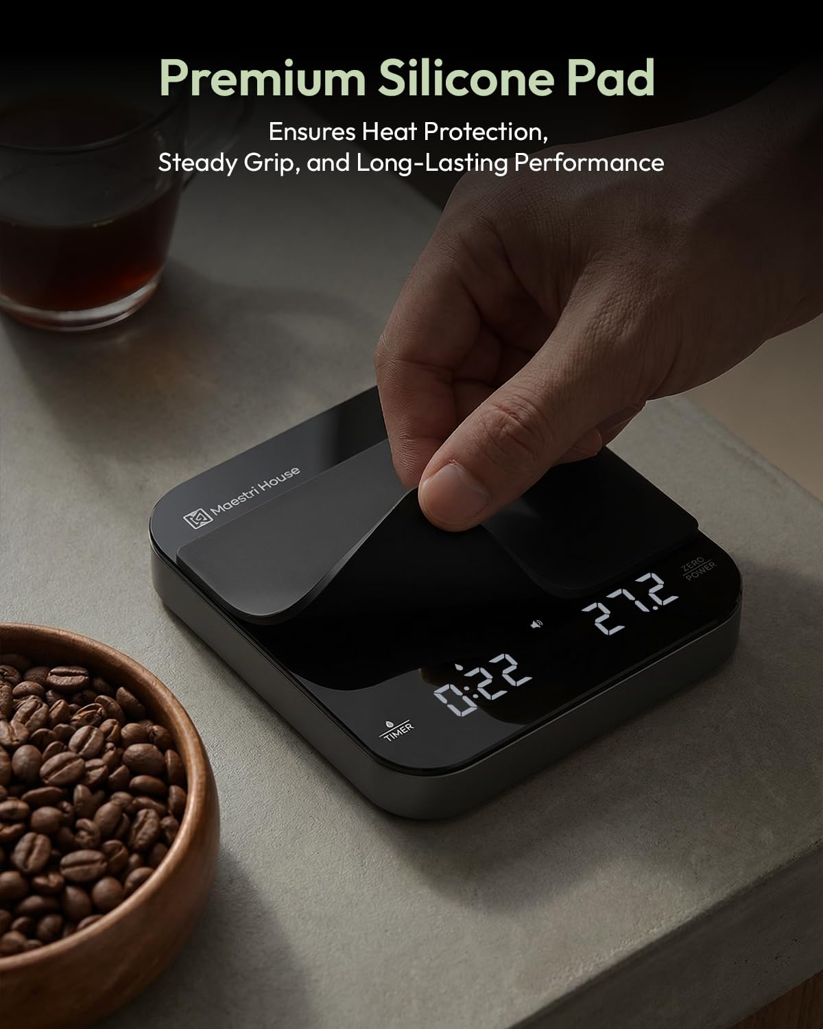 Maestri House S2 Espresso Coffee Scale with Timer, USB-C Rechargeable 2kg/0.1g Precision Shot Scale, Digital Scale for Espresso Brewing(Black & Silver)