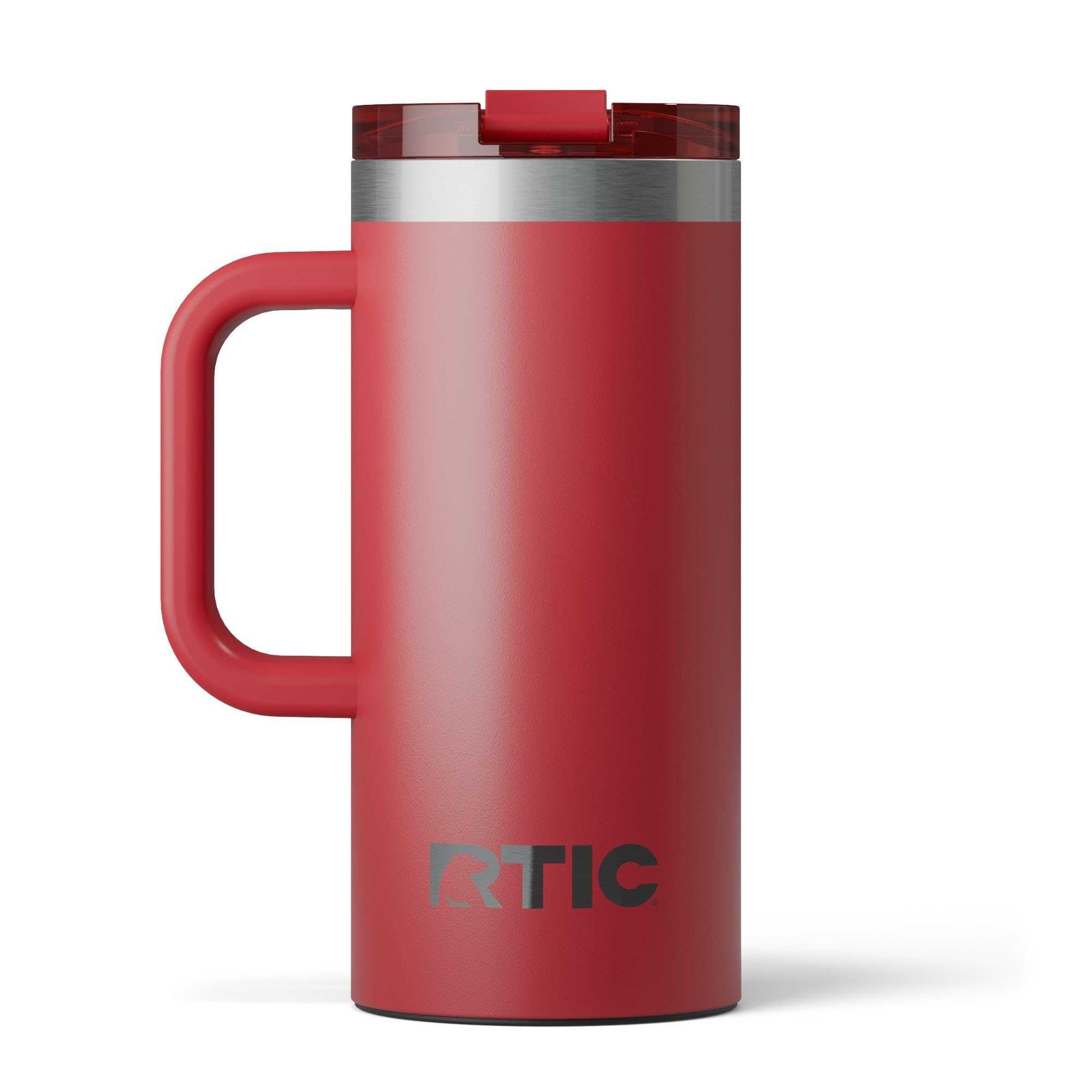 RTIC 20oz Road Trip Travel Mug with Lid and Handle, Ceramic Lined, Insulated, Stainless Steel, Metal, Double Wall Vacuum-Insulation, Portable Coffee, Tea Cup for Hot and Cold Drink, Black
