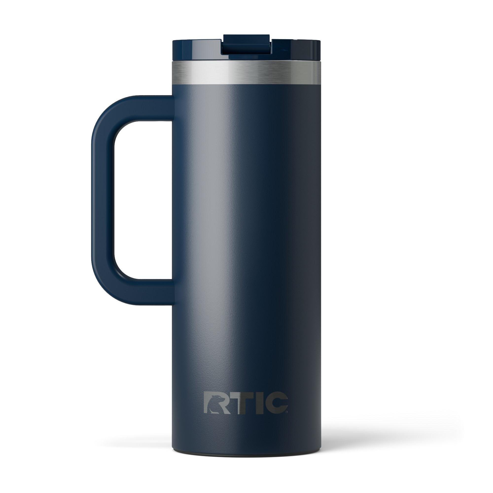RTIC 20oz Road Trip Travel Mug with Lid and Handle, Ceramic Lined, Insulated, Stainless Steel, Metal, Double Wall Vacuum-Insulation, Portable Coffee, Tea Cup for Hot and Cold Drink, Black