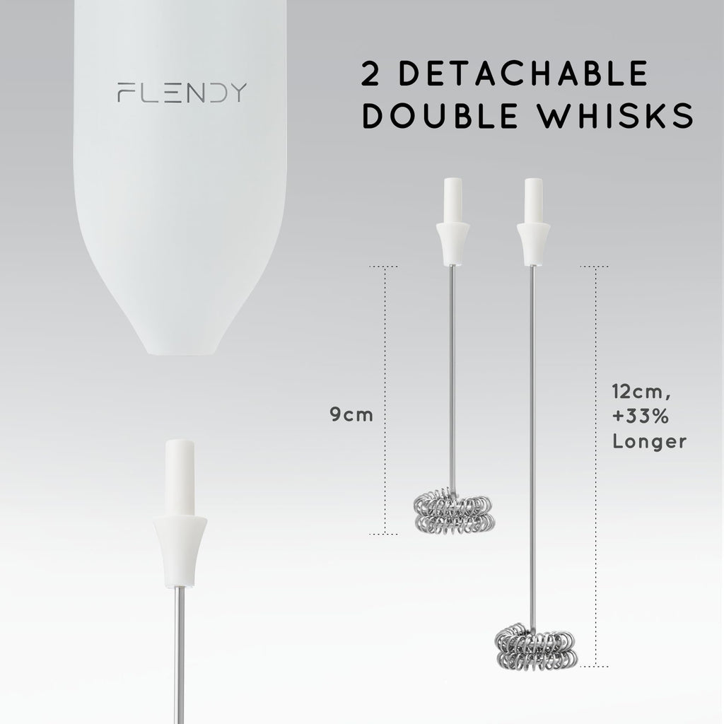 Flendy Rechargeable Milk Frother Handheld, Coffee Frother Handheld with USB-C Charging Stand, Electric Drink Mixer Handheld, Mini Electric Whisk Frother for Coffee, Matcha, etc