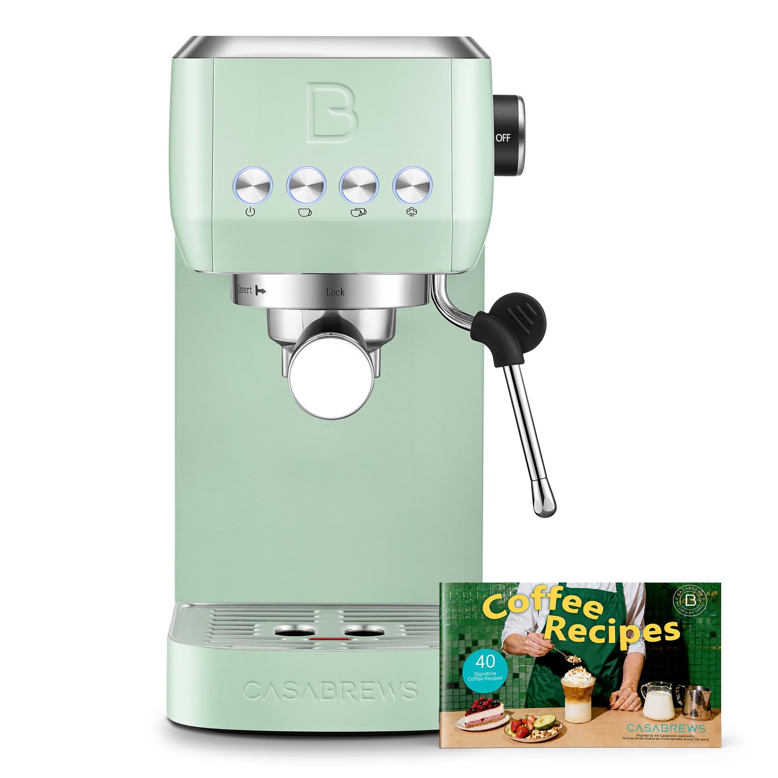 CASABREWS 3700 Essential Espresso Machine 20 Bar, Stainless Steel Cappuccino & Latte Coffee Maker with Steam Frother for Home, 43.9oz Water Tank, Silver