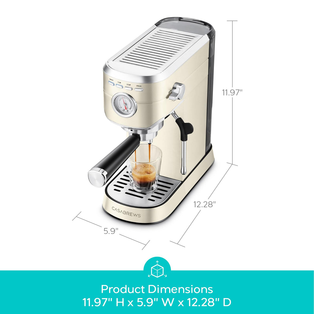 CASABREWS CM5418 Espresso Machine 20 Bar, Compact Espresso Maker with Steam Milk Frother, Stainless Steel Coffee Machine with 34oz Removable Water Tank for Cappuccino, Gift for Women or Men, Silver
