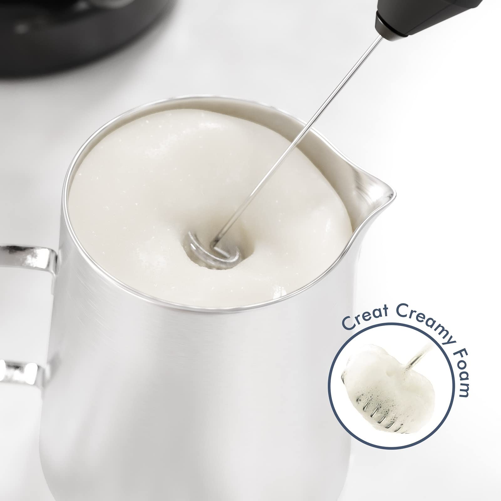 Powerful Milk Frother Handheld Foam Maker, Mini Whisk Drink Mixer for Coffee, Cappuccino, Latte, Matcha, Hot Chocolate, No Stand, Green