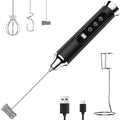 YUSWKO Milk Frother Wand for Coffee, Handheld Coffee Frother, Rechargeable Drink Mixer, Waterproof Electric Whisk, Black