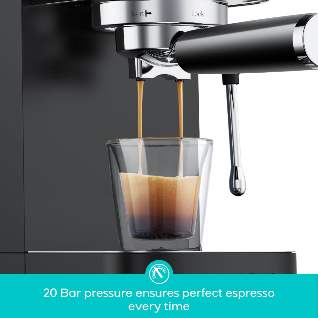 CASABREWS 3700 Essential Espresso Machine 20 Bar, Stainless Steel Cappuccino & Latte Coffee Maker with Steam Frother for Home, 43.9oz Water Tank, Silver