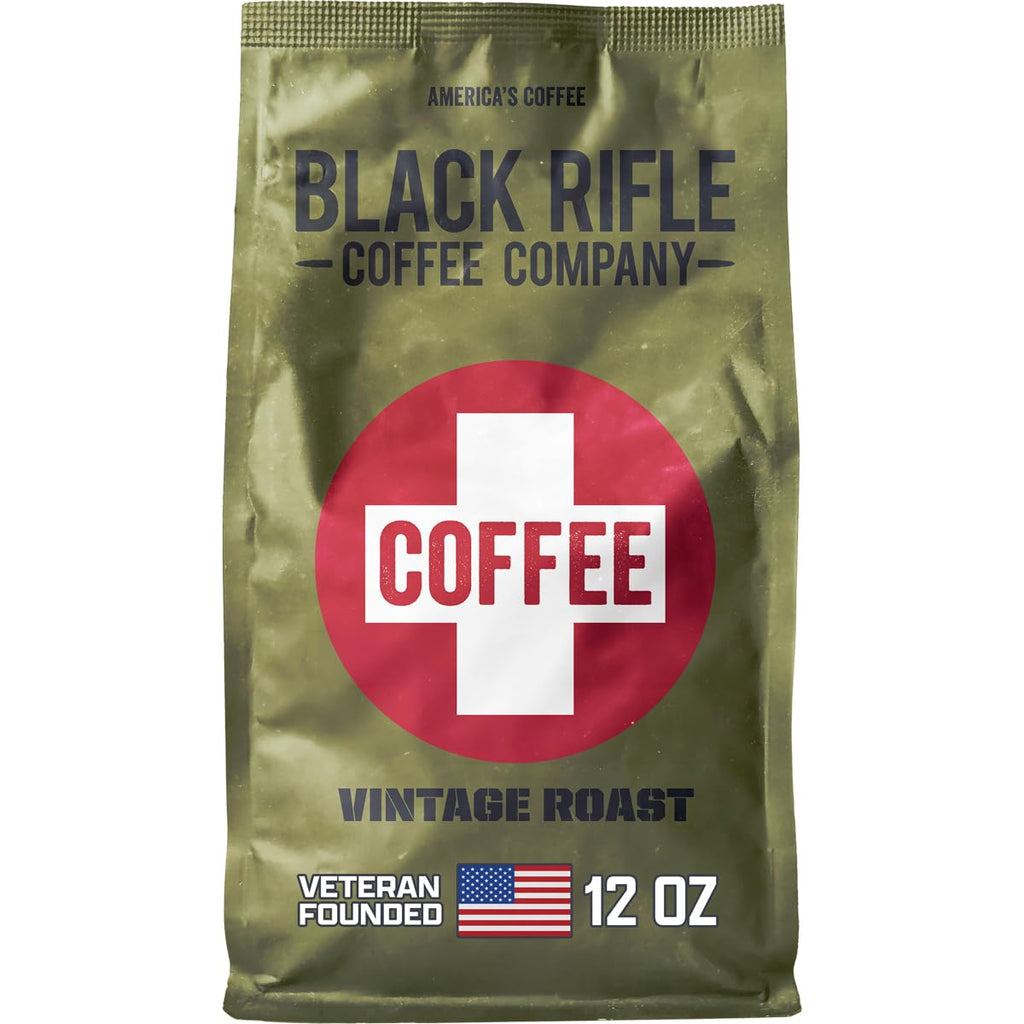 Black Rifle Coffee Company Just Black, 18oz Bag, Ground Coffee Medium Roast - Roasted Blend Made from Arabica Beans - Colombian & Brazilian Beans - Veteran Founded & American Made
