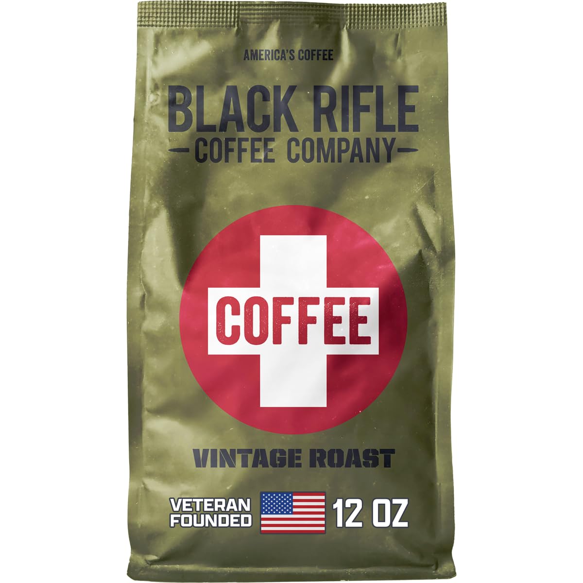 Black Rifle Coffee Company Just Black, 18oz Bag, Ground Coffee Medium Roast - Roasted Blend Made from Arabica Beans - Colombian & Brazilian Beans - Veteran Founded & American Made