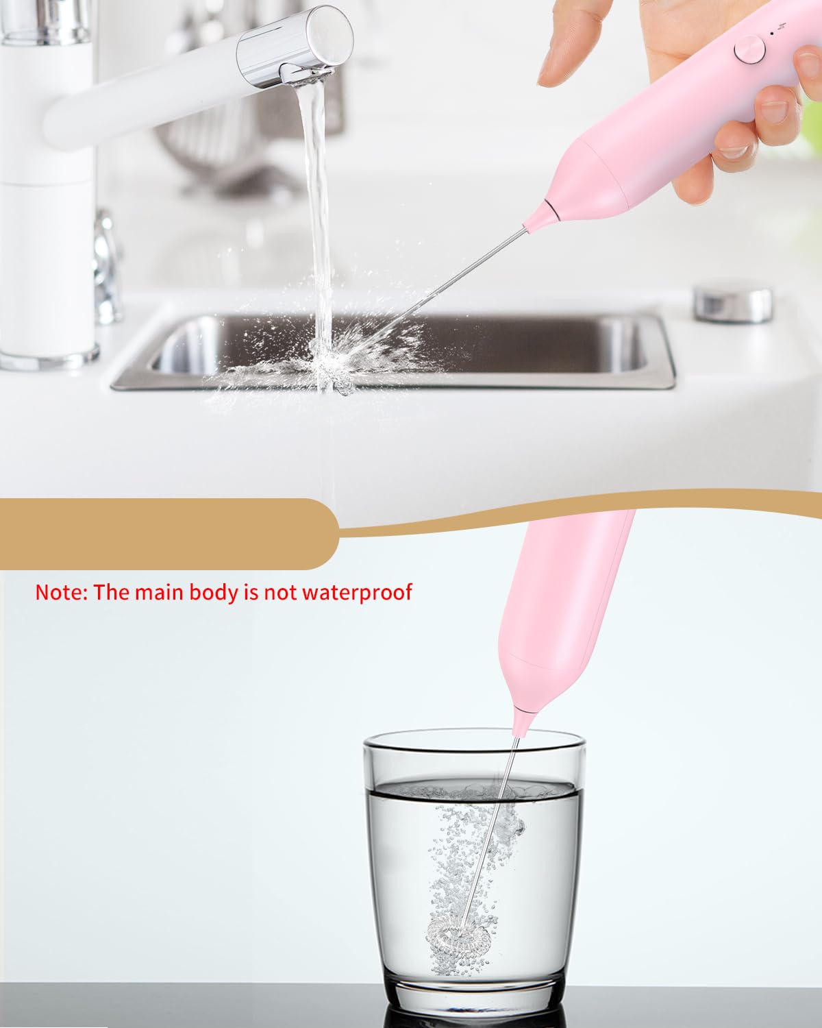CIRCLE JOY Rechargeable Milk Frother Hanheld, Dual Coil Whisk Head Electric Coffee Frother, Portable Hand Frother Wand Drink Mixer for Matcha Lattes Cappuccino, Kitchen Gifts, Black