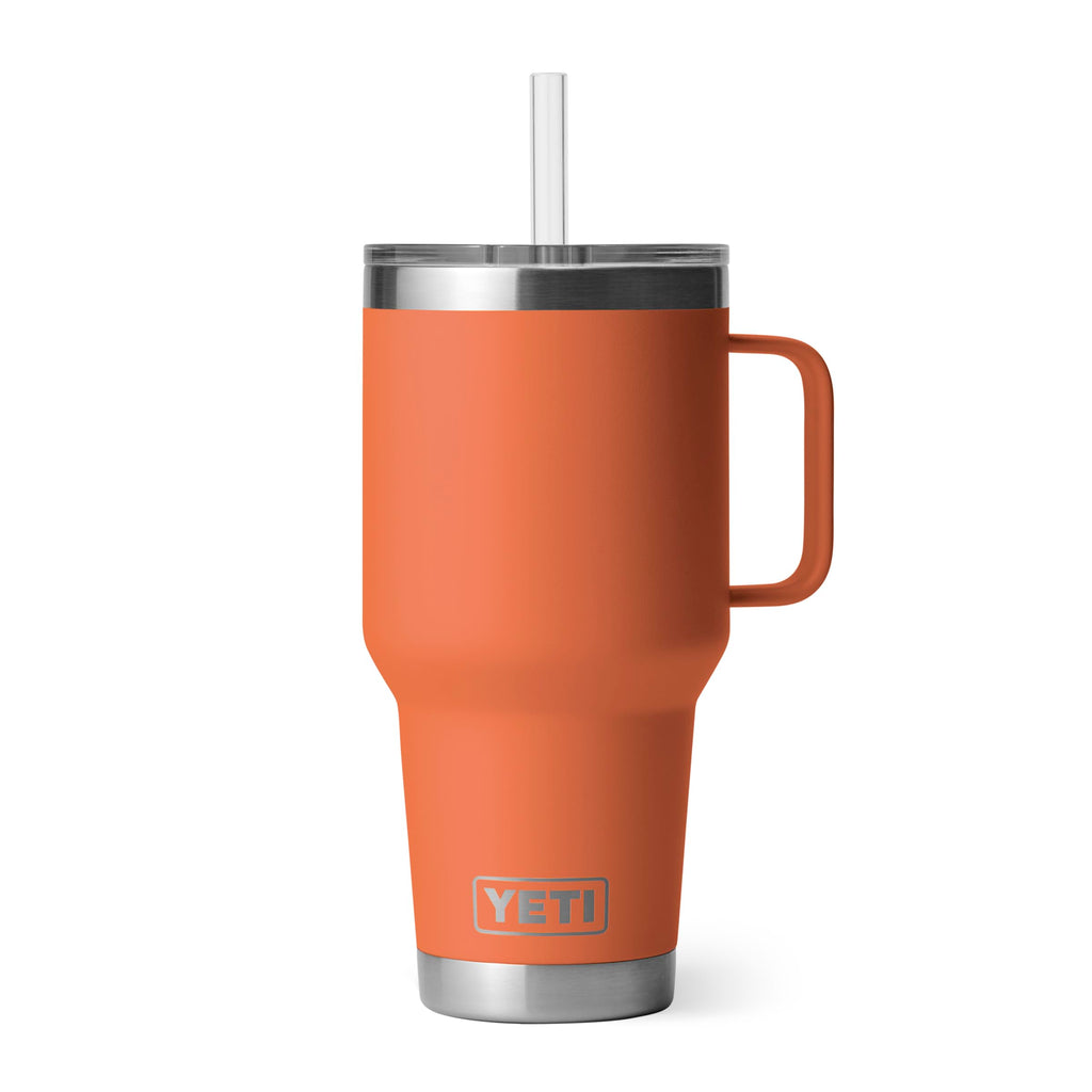 YETI Rambler 35 oz Tumbler with Handle and Straw Lid, Travel Mug Water Tumbler, Vacuum Insulated Cup with Handle, Stainless Steel, Moon Dust - Textured