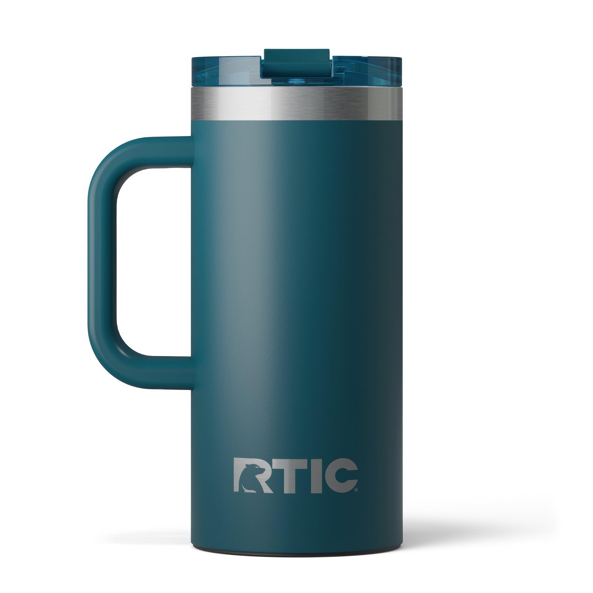 RTIC 20oz Road Trip Travel Mug with Lid and Handle, Ceramic Lined, Insulated, Stainless Steel, Metal, Double Wall Vacuum-Insulation, Portable Coffee, Tea Cup for Hot and Cold Drink, Black