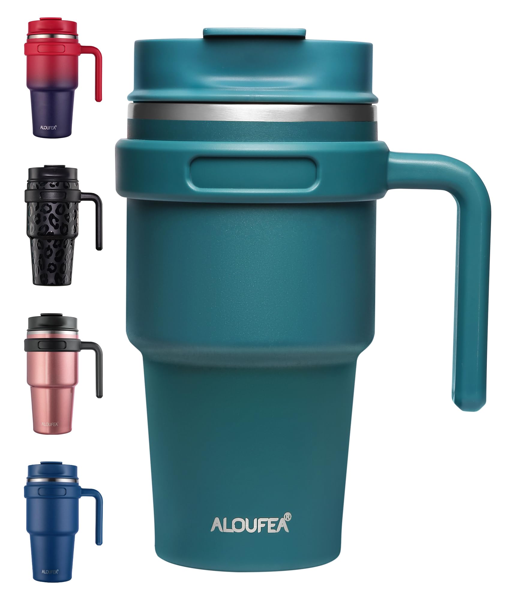 20 oz Insulated Coffee Mug Tumbler with Handle, Stainless Steel Travel Mug Tumbler with Lid and Straw,Double Wall Vacuum Leak Proof Ice Coffee Thermal Cup, Black
