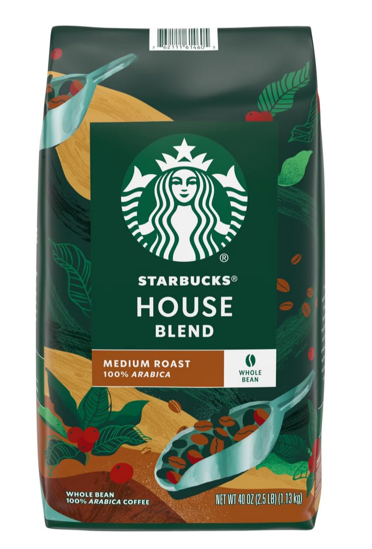 Starbucks Whole Coffee Beans, Medium Roast Hot or Iced Coffee, Pike Place Roast, 28 oz