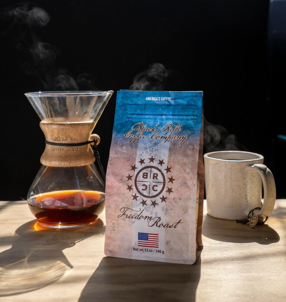 Black Rifle Coffee Company Just Black, 18oz Bag, Ground Coffee Medium Roast - Roasted Blend Made from Arabica Beans - Colombian & Brazilian Beans - Veteran Founded & American Made