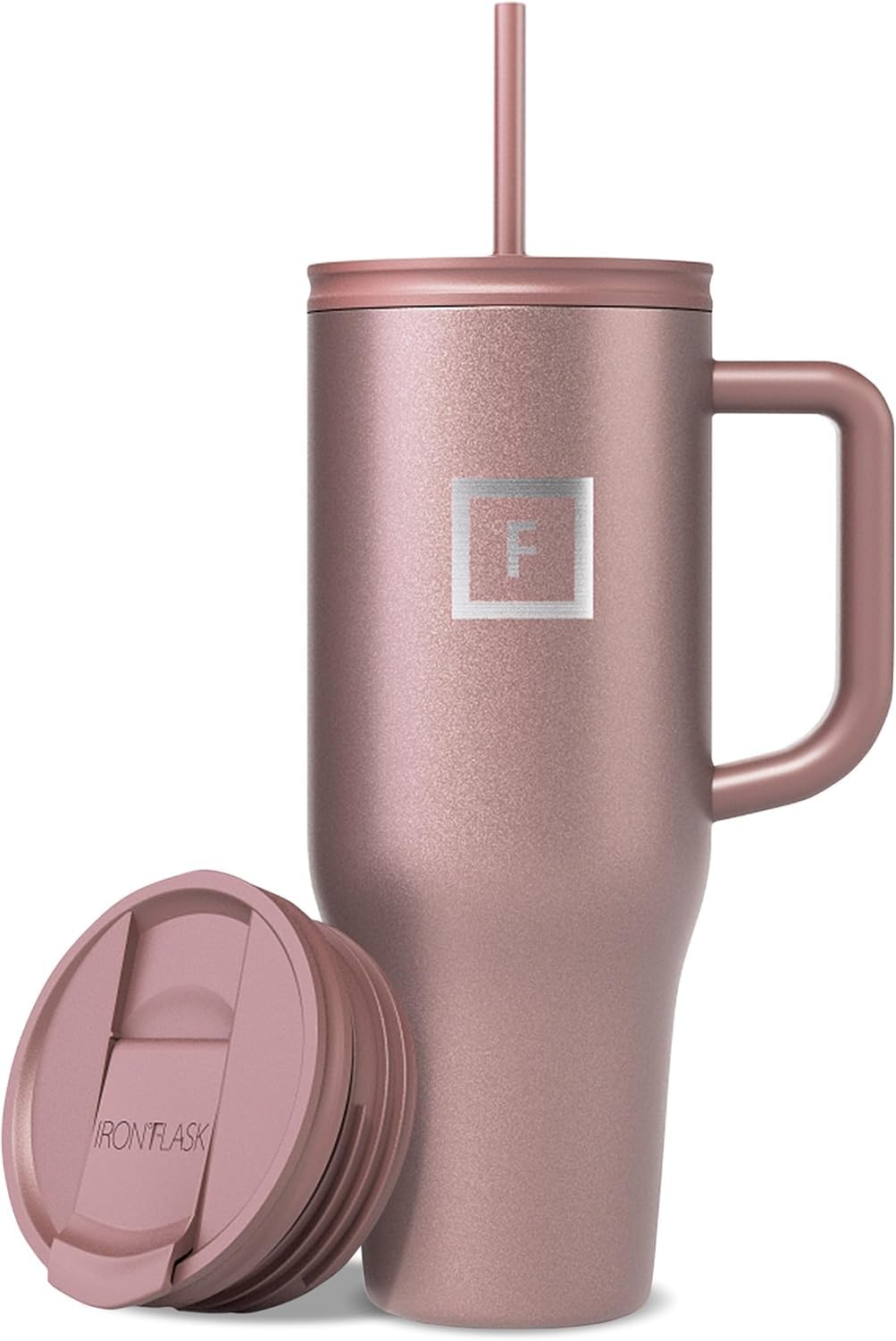 IRON °FLASK Co-Pilot Insulated Mug w/Straw & Flip Cap Lids - Cup Holder Bottle for Hot, Cold Drink - Leak-Proof - Water, Coffee Portable Travel Mug - Aurora, 40 Oz