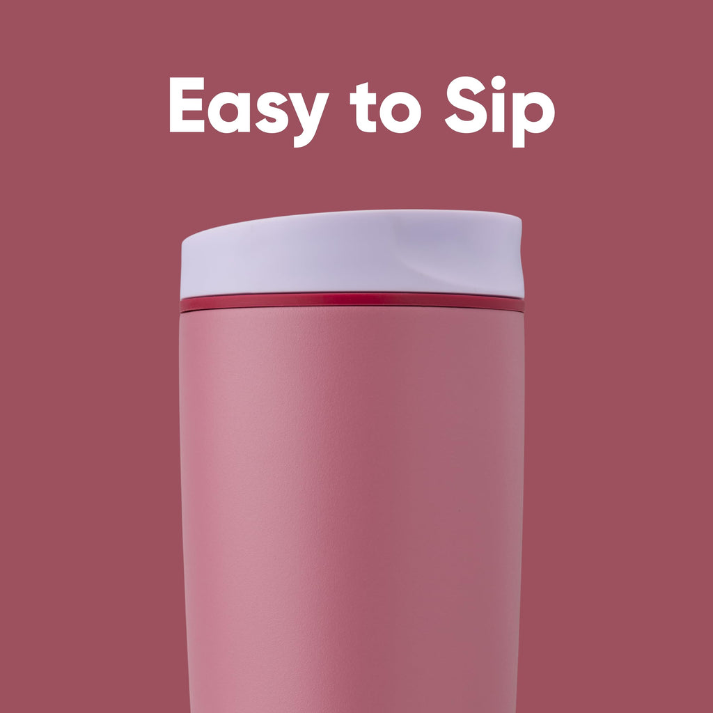 Owala SmoothSip Slider Insulated Stainless Steel Coffee Tumbler, Reusable Iced Coffee Cup, Hot Coffee Travel Mug, BPA Free 12 oz, Vanilla Bean