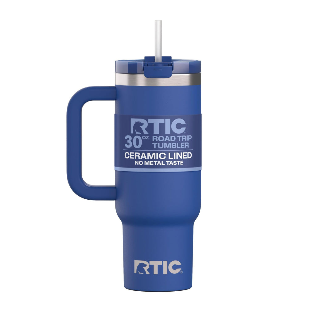 RTIC 40 oz Road Trip Tumbler Double-Walled Cermaic Lined Insulated Stainless Steel Portable Travel Coffee Mug Cup with Lid, Handle and Straw, Trailblazer