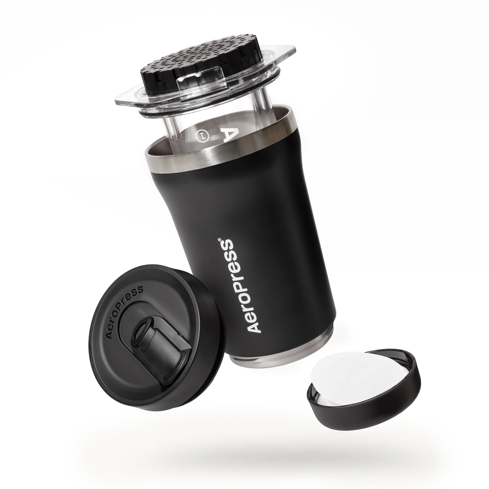 AeroPress Go, Extra Small Portable Coffee Maker Kit, Travel, Hiking & Camping, All-in-One French Press, Pour-Over & Espresso Style Manual Brewer, 2 Min Brew Makes a Less Bitter, More Flavorful Cup