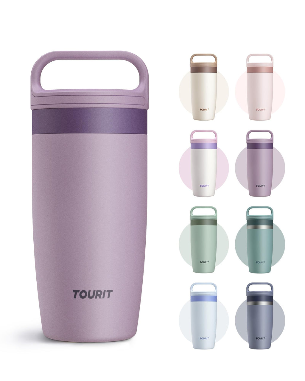 TOURIT Travel Coffee Mug 16 oz, Leakproof 2-Part Drink Lid Coffee Tumbler Cup, Insulated Stainless Steel Travel Mug, Dishwasher Safe Reusable Water Bottle, BPA-Free Coffee Mug,Off-White