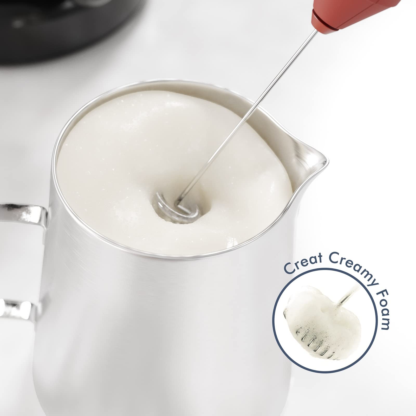 Powerful Milk Frother Handheld Foam Maker, Mini Whisk Drink Mixer for Coffee, Cappuccino, Latte, Matcha, Hot Chocolate, No Stand, Green