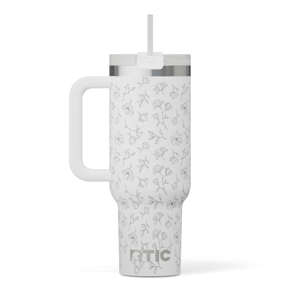 RTIC 40 oz Road Trip Tumbler Double-Walled Cermaic Lined Insulated Stainless Steel Portable Travel Coffee Mug Cup with Lid, Handle and Straw, Trailblazer