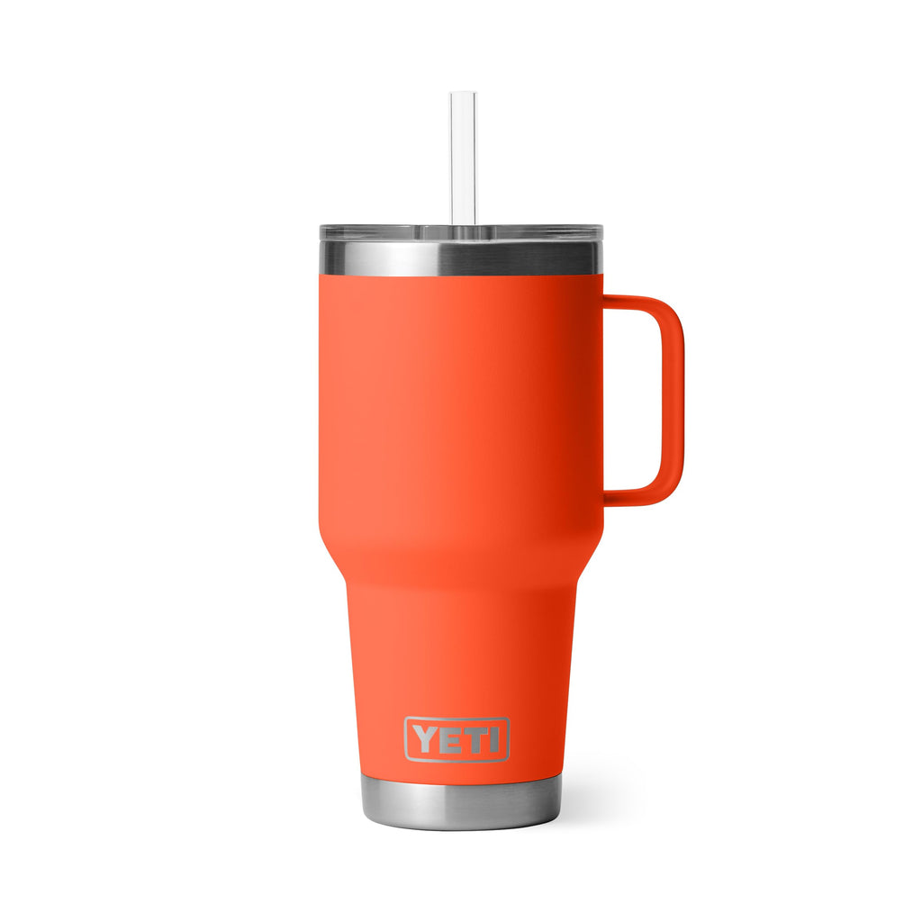 YETI Rambler 35 oz Tumbler with Handle and Straw Lid, Travel Mug Water Tumbler, Vacuum Insulated Cup with Handle, Stainless Steel, Moon Dust - Textured