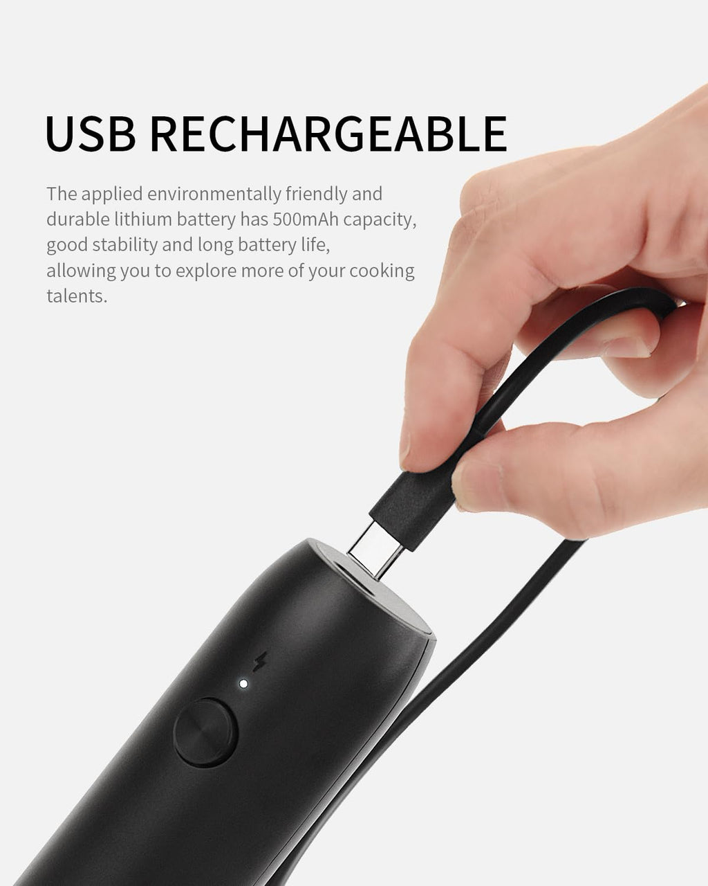 CIRCLE JOY Rechargeable Milk Frother Hanheld, Dual Coil Whisk Head Electric Coffee Frother, Portable Hand Frother Wand Drink Mixer for Matcha Lattes Cappuccino, Kitchen Gifts, Black