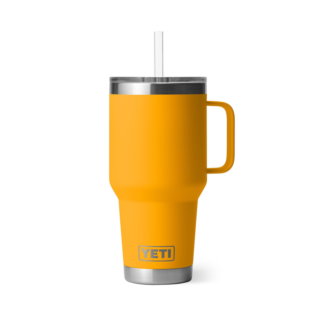 YETI Rambler 35 oz Tumbler with Handle and Straw Lid, Travel Mug Water Tumbler, Vacuum Insulated Cup with Handle, Stainless Steel, Moon Dust - Textured