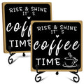 Wooden Coffee Bar Sign Coffee Bar Decor, Coffee Bar Decorations Black and White with Iron Stand Bar Tabletop Shelf Accessories, Coffee Signs Decors for Coffee Station Home Farmhouse Kitchen & Office