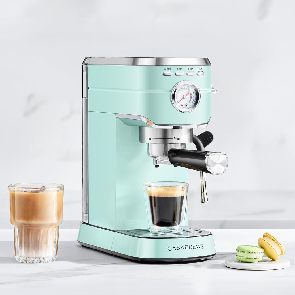 CASABREWS CM5418 Espresso Machine 20 Bar, Compact Espresso Maker with Steam Milk Frother, Stainless Steel Coffee Machine with 34oz Removable Water Tank for Cappuccino, Gift for Women or Men, Silver