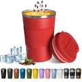 YINBAOGE Insulated Travel Coffee Mug, Spill & Leak Proof, Portable To Go Camping Stainless Steel Coffee Tumbler, Reusable Thermal Coffee Cup with Lid for Hot & Cold Drinks (Black, 12 OZ)