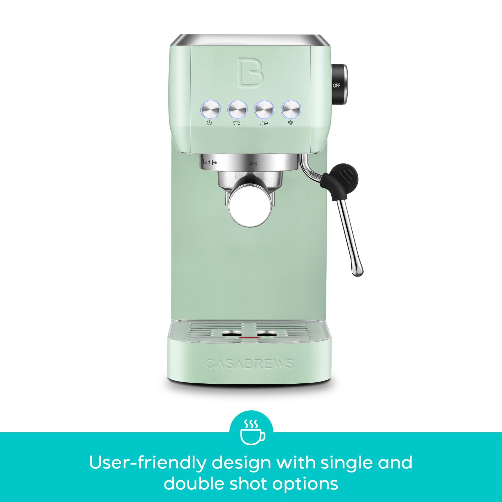 CASABREWS 3700 Essential Espresso Machine 20 Bar, Stainless Steel Cappuccino & Latte Coffee Maker with Steam Frother for Home, 43.9oz Water Tank, Silver