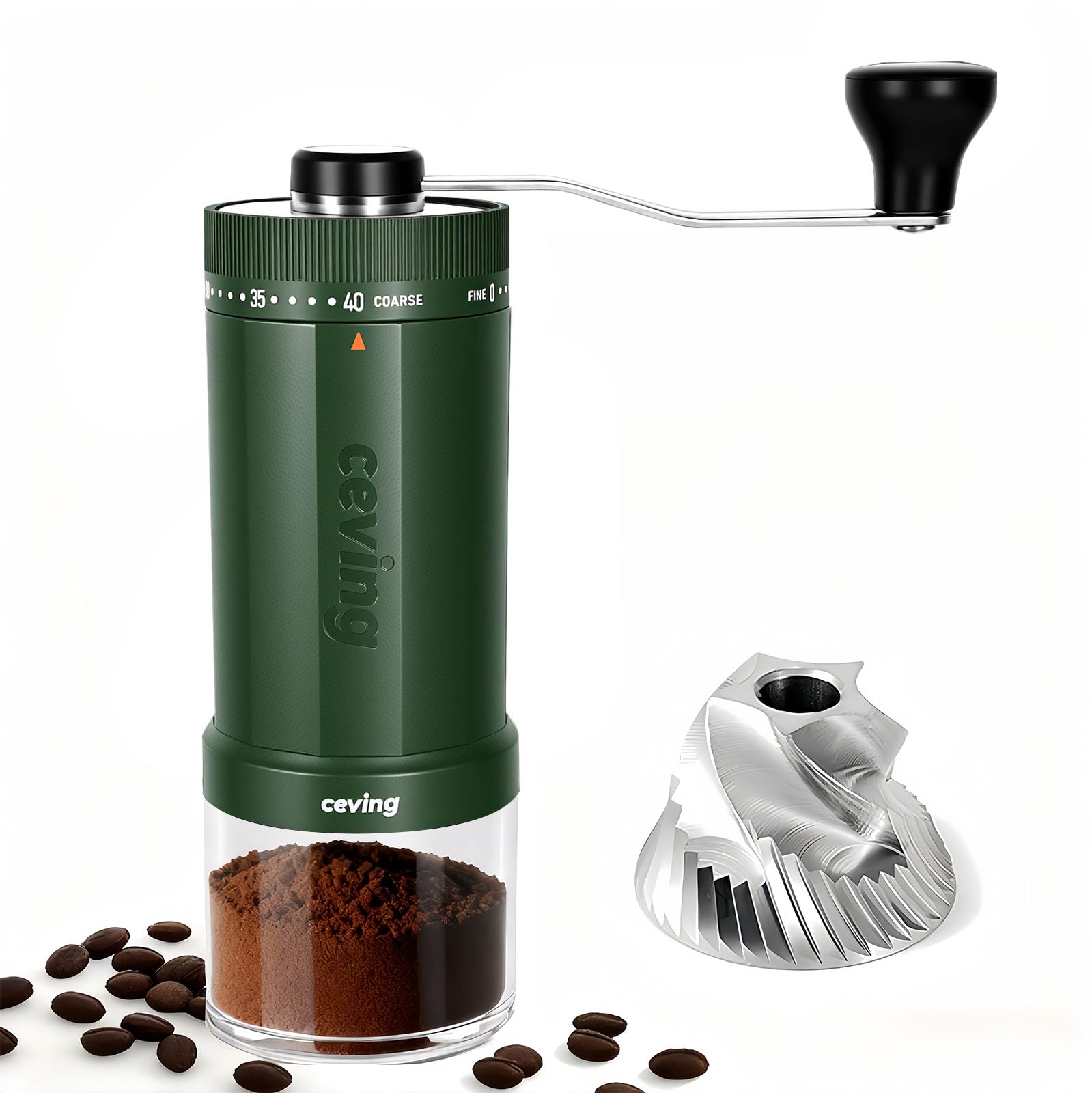 Mini Manual Coffee Grinder with 40 Adjustable Settings, Portable Hand Coffee Bean Mill with 30g Capacity, Conical Burr Coffee Grinder with Crank for Travel, Camping, Office, Espresso, Pour Over, etc