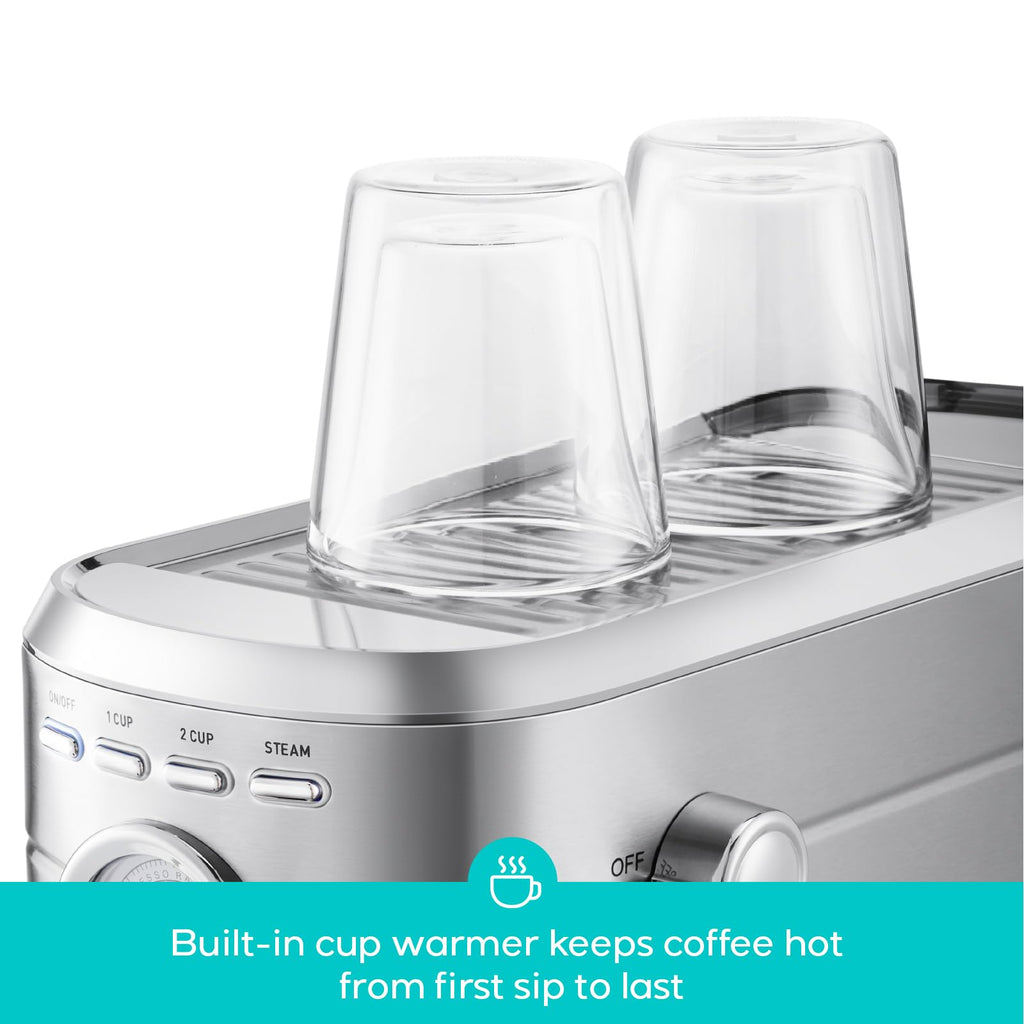 CASABREWS CM5418 Espresso Machine 20 Bar, Compact Espresso Maker with Steam Milk Frother, Stainless Steel Coffee Machine with 34oz Removable Water Tank for Cappuccino, Gift for Women or Men, Silver
