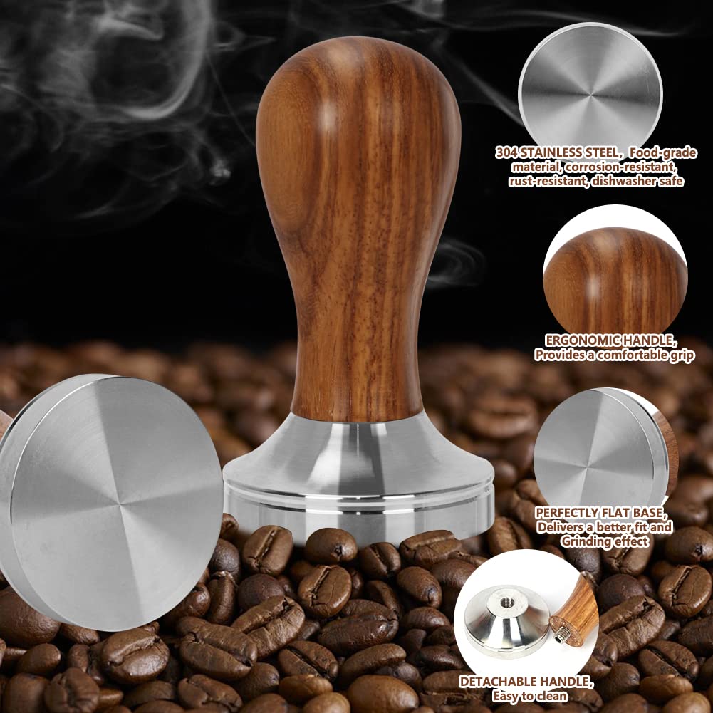Y-Step 23 PCS Coffee Tamper Set, Espresso Accessories Kit Barista Kit, with Espresso Tamper 51mm, Coffee Stirrer, Frothing Pitcher, Tamper Mat, Latte Art Pen, Sandalwood Tamper for Espresso Machine
