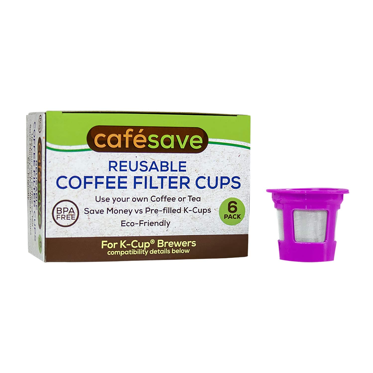 Perfect Pod 1-Stream Cafe Save Reusable K Cup Pod Coffee Filters - Refillable Coffee Pod Capsules with Built-In, Integrated Mesh Strainer for use with Keurig & Select Single Cup Coffee Makers, 4-Pack