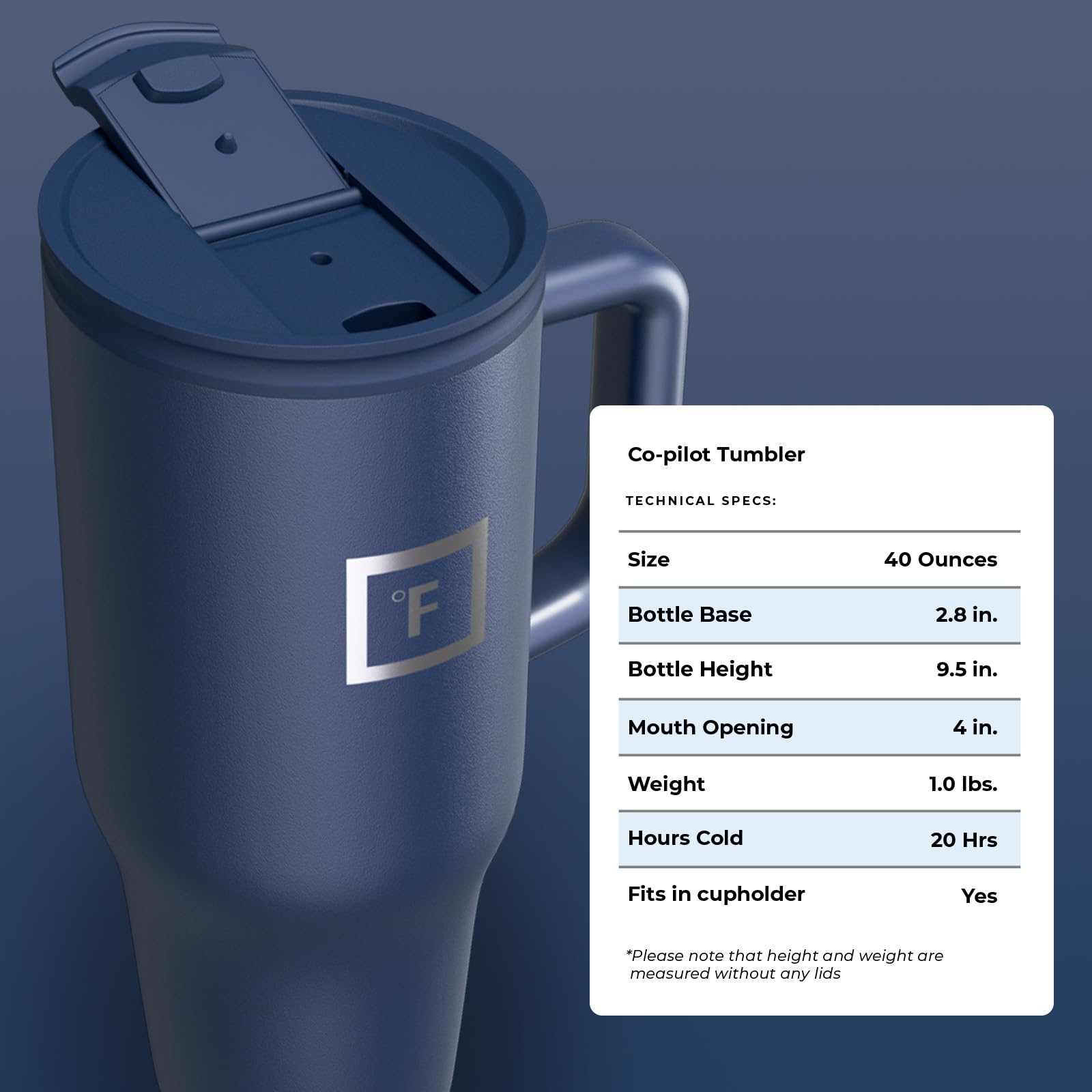 IRON °FLASK Co-Pilot Insulated Mug w/Straw & Flip Cap Lids - Cup Holder Bottle for Hot, Cold Drink - Leak-Proof - Water, Coffee Portable Travel Mug - Aurora, 40 Oz